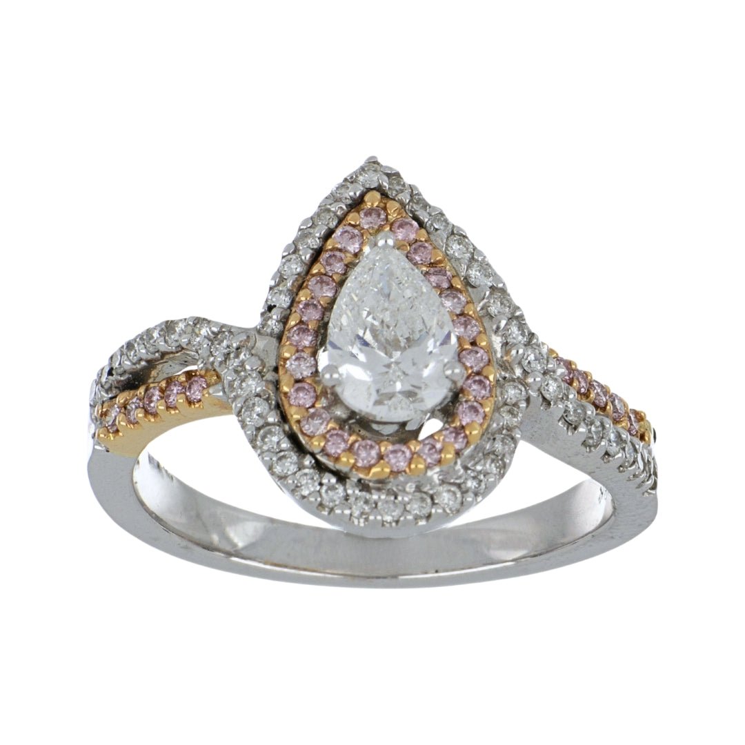 White Diamond Ring (White Diamond 0.7 cts. Pink Diamond 0.17 cts. White Diamond 0.25 cts.) Not Net