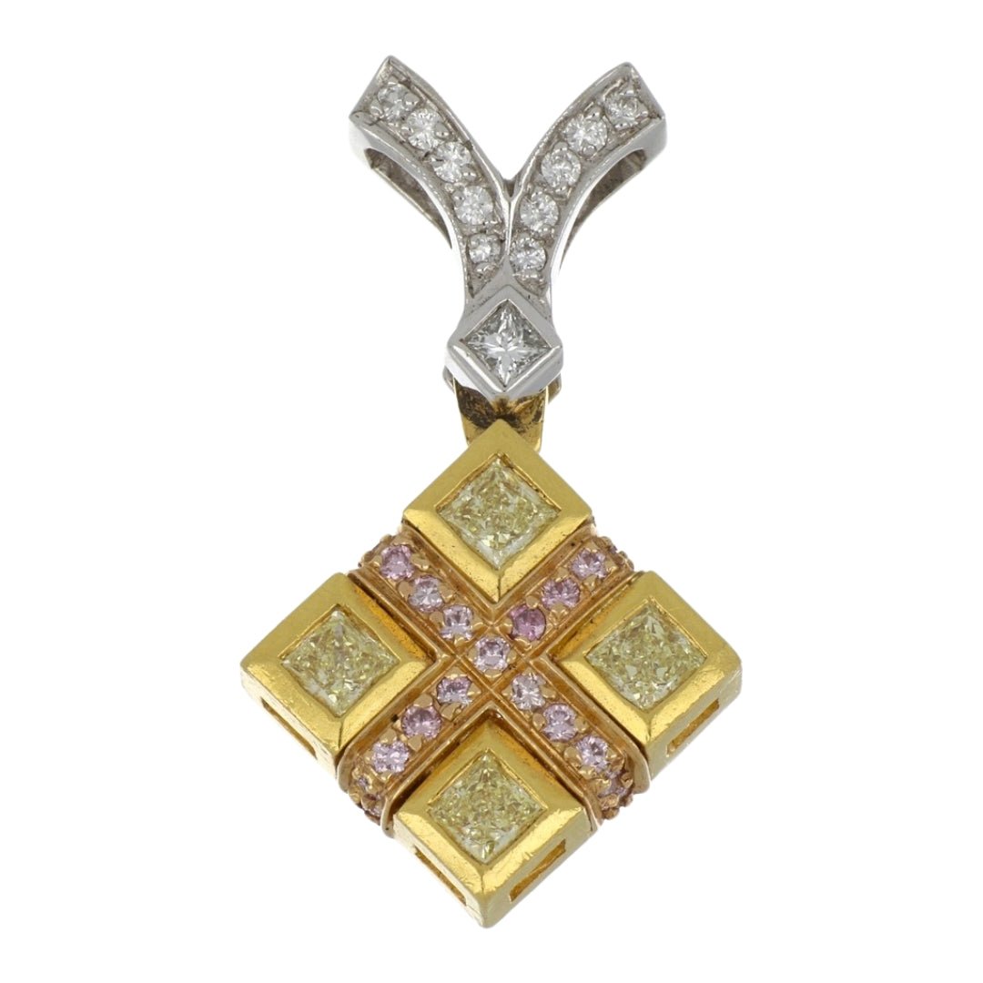 Yellow Diamond Pendant (Yellow Diamond 0.81 cts. Pink Diamond 0.27 cts. White Diamond 0.23 cts.) Not Net