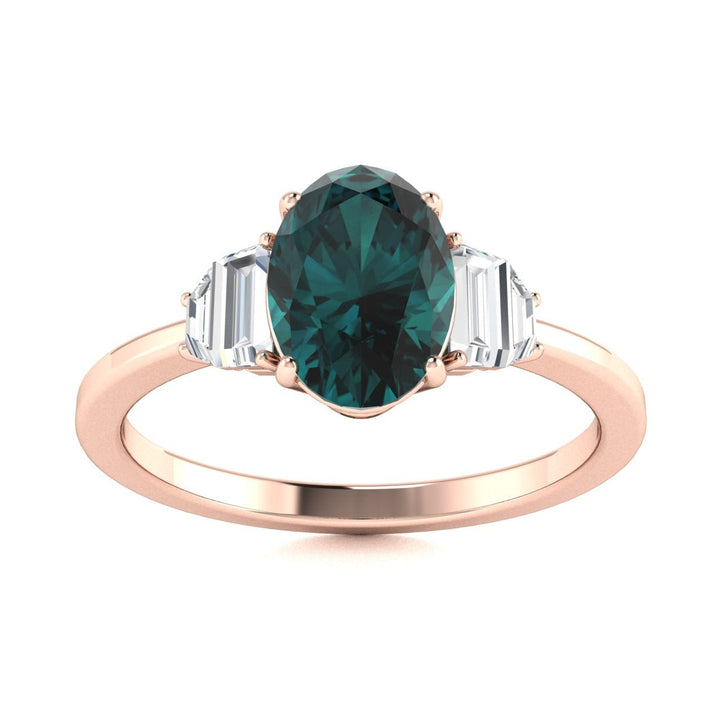 14KT Gold Alexandrite and Diamond Ladies Ring (Alexandrite 1.21 cts White Diamonds 0.13 cts)