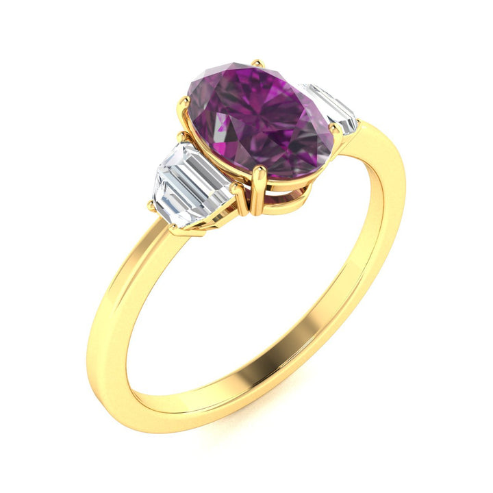 14KT Gold Alexandrite and Diamond Ladies Ring (Alexandrite 1.21 cts White Diamonds 0.13 cts)