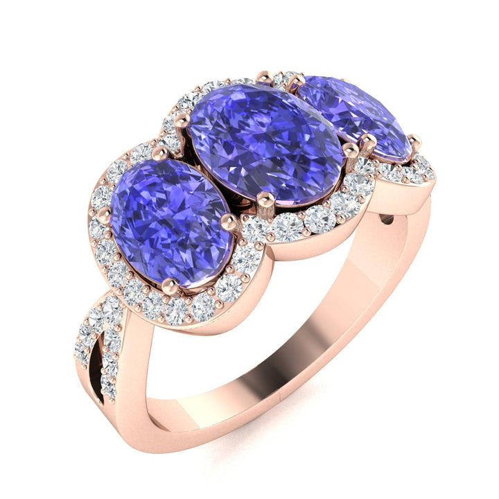 14KT Gold Oval Brilliant Tanzanite and Diamond Ladies Ring (Tanzanite 2.80 cts. White Diamond 0.40 cts.)