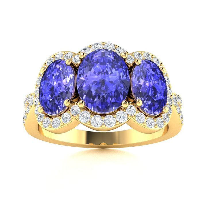 14KT Gold Oval Brilliant Tanzanite and Diamond Ladies Ring (Tanzanite 2.80 cts. White Diamond 0.40 cts.)