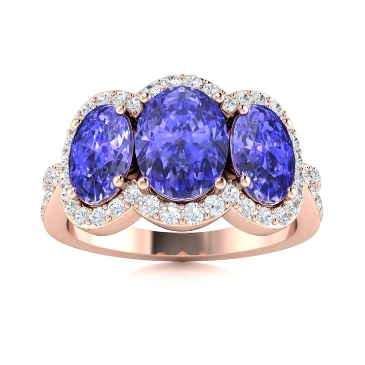 14KT Gold Oval Brilliant Tanzanite and Diamond Ladies Ring (Tanzanite 2.80 cts. White Diamond 0.40 cts.)