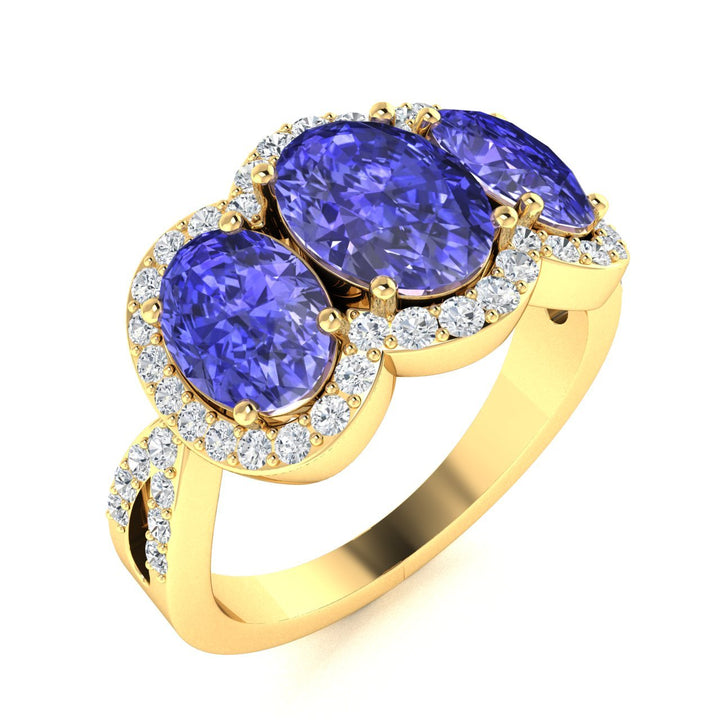 14KT Gold Oval Brilliant Tanzanite and Diamond Ladies Ring (Tanzanite 2.80 cts. White Diamond 0.40 cts.)
