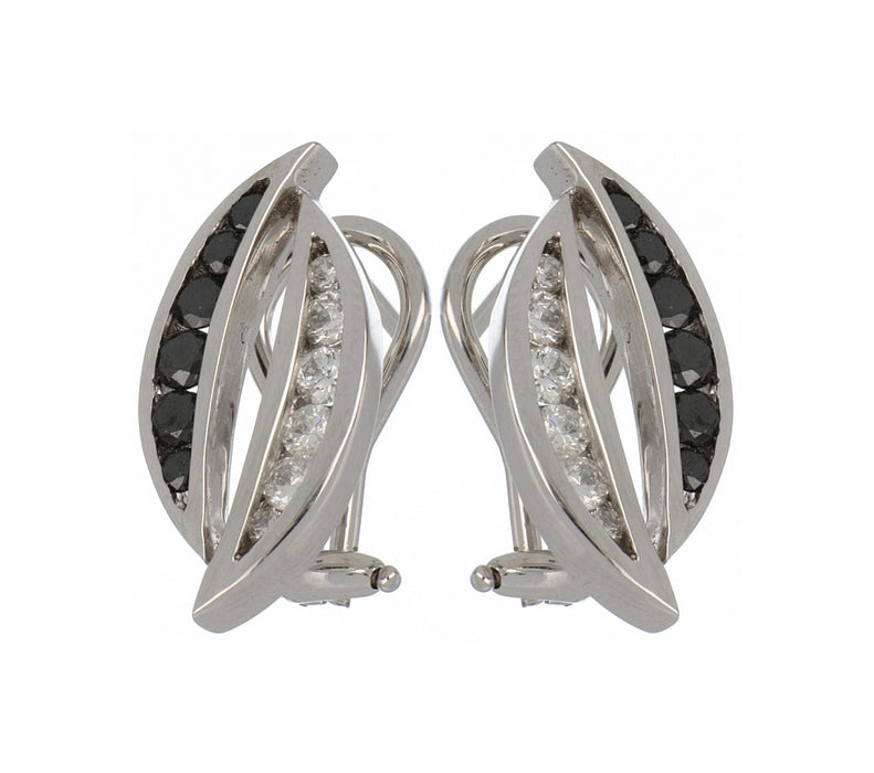 Black Diamond Ladies Earrings (Black Diamond 0.64 cts. White Diamond 0.5 cts.)