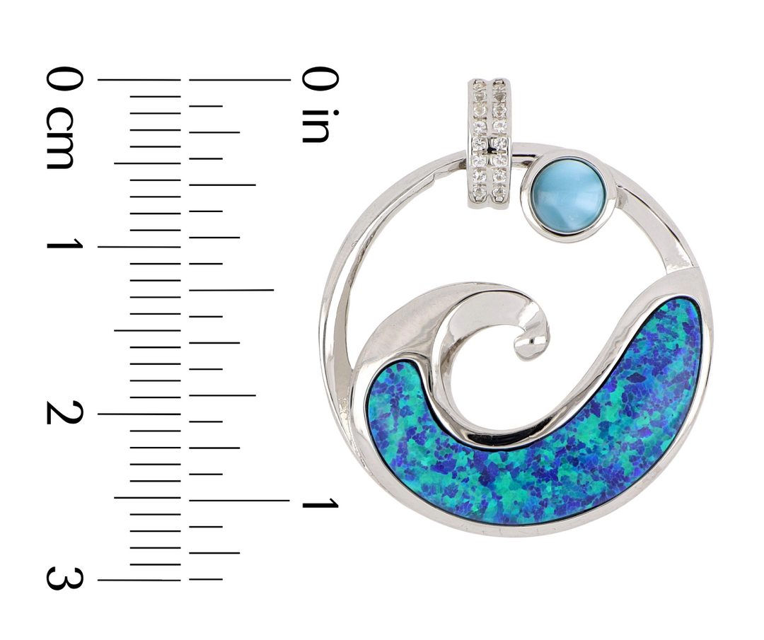 Larimar Wave Pendant (Cubic Zirconia)