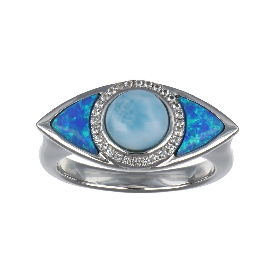 Larimar Evil Eye Ring