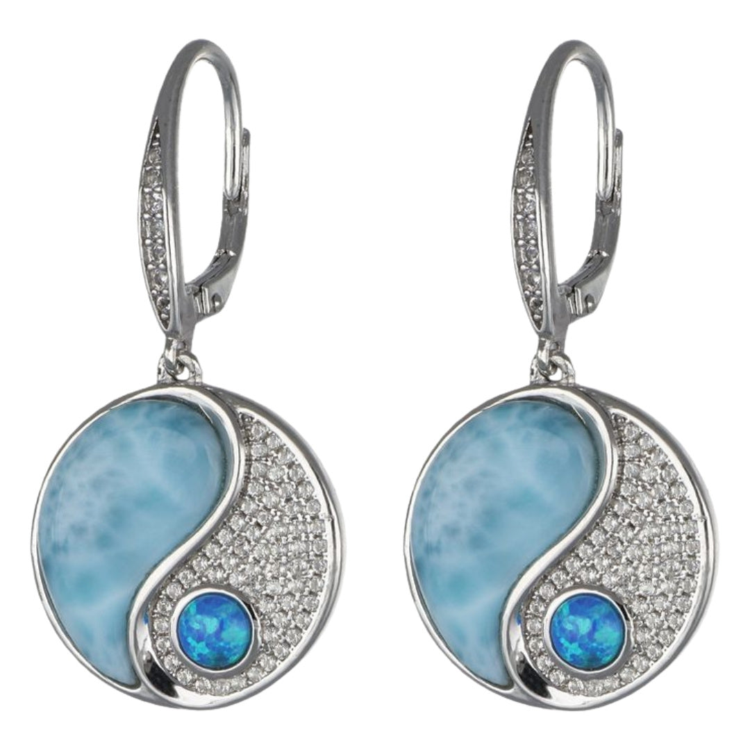 Larimar YinYang Earrings