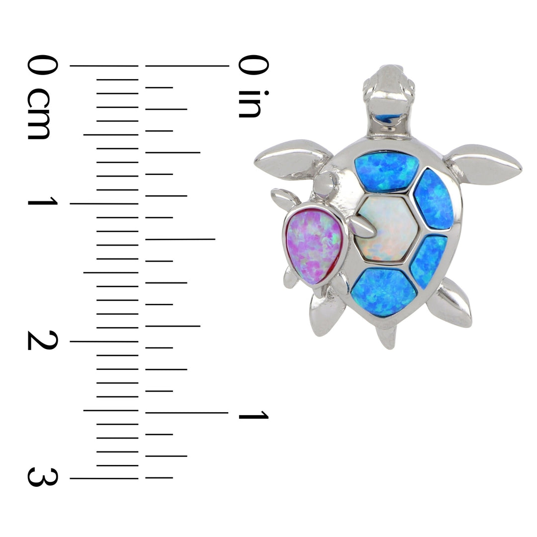 Inlay Opal Turtle with Companion Pendant