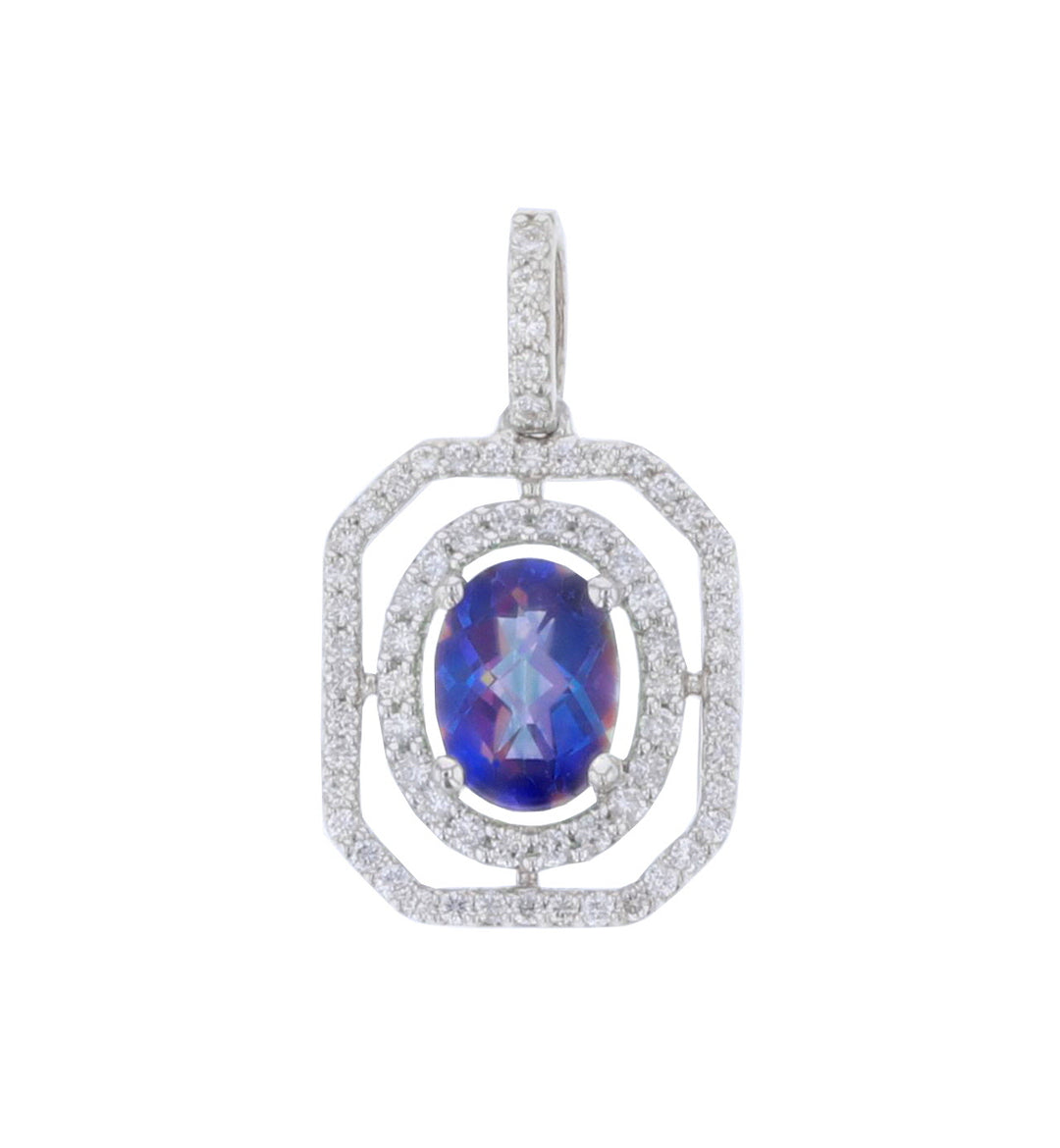 Hawaiian Topaz Ladies Pendant (Hawaiian Topaz 1.4 cts. White Diamond 0.4 cts.)