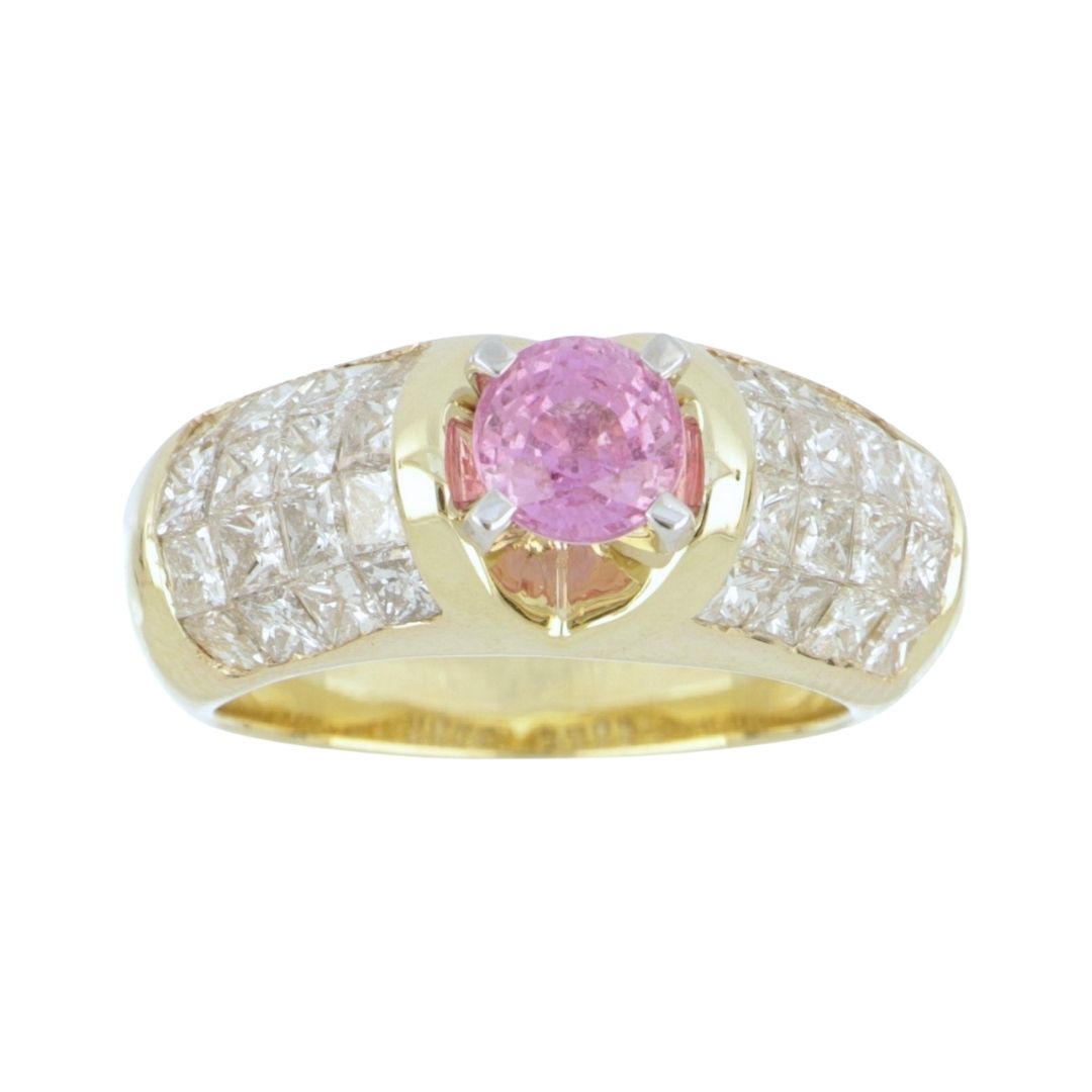Pink Sapphire Ring (Sapphire 1.07 cts. White Diamond 2.4 cts.)