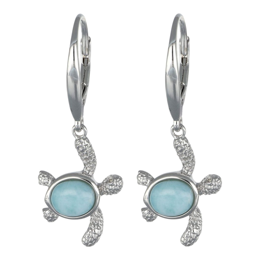 Larimar Turtle Earrings