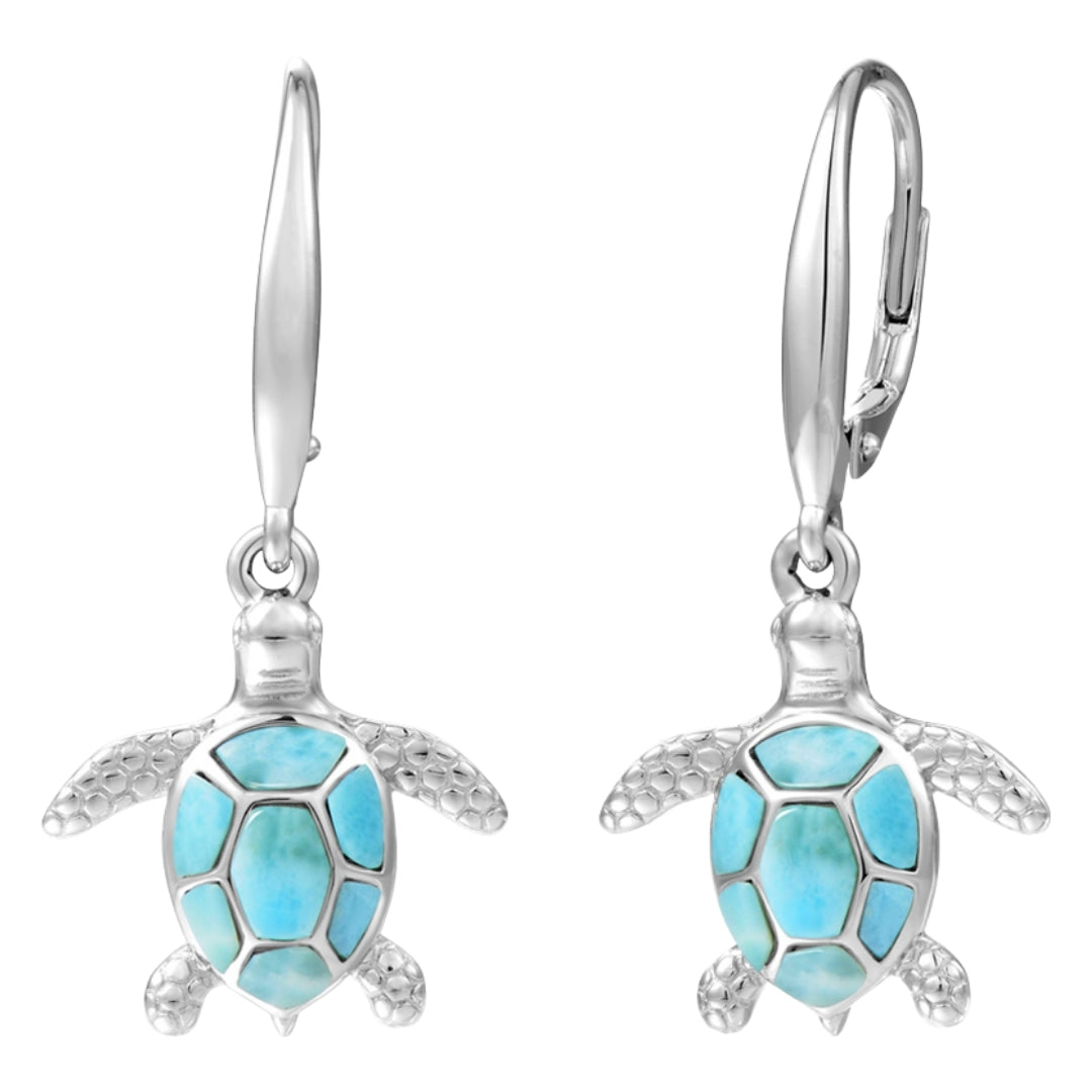 Larimar Turtle Earrings