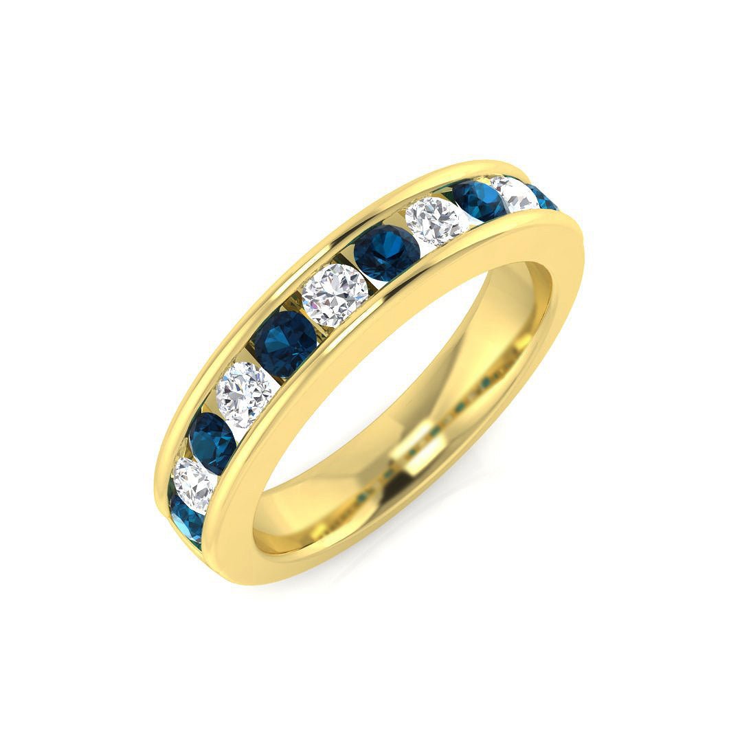 14K Gold Blue and White Diamond Eternity Ring (Blue Diamonds 0.34 cts., White Diamonds 0.38 cts.)