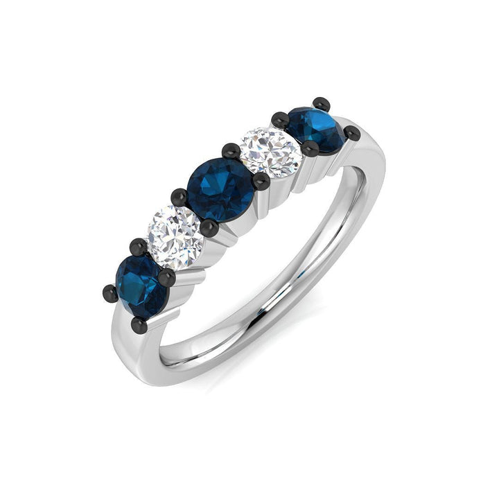 14K Gold Blue and White Diamond Eternity Ring (Blue Diamonds 0.55 cts., White Diamonds 0.37 cts.)
