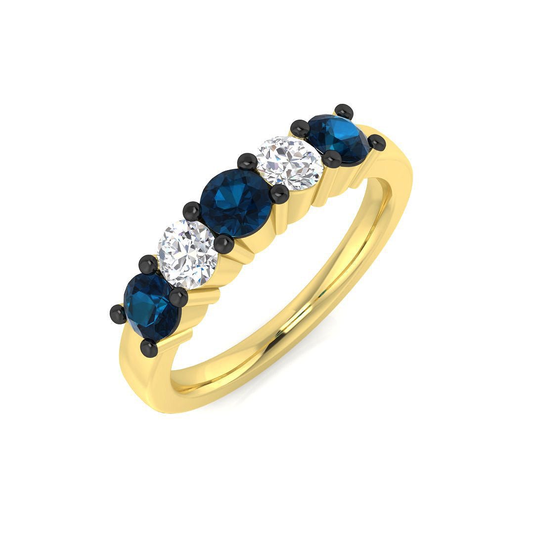 14K Gold Blue and White Diamond Eternity Ring (Blue Diamonds 0.55 cts., White Diamonds 0.37 cts.)