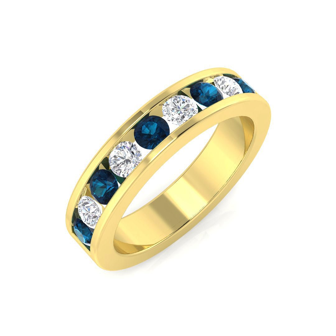 14K Gold Blue and White Diamond Eternity Ring (Blue Diamonds 0.58 cts., White Diamonds 0.51 cts.)