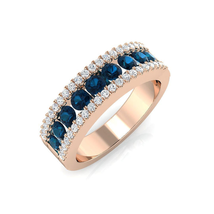 14K Gold Blue and White Diamond Eternity Ring (Blue Diamonds 0.73 cts., White Diamonds 0.26 cts.)