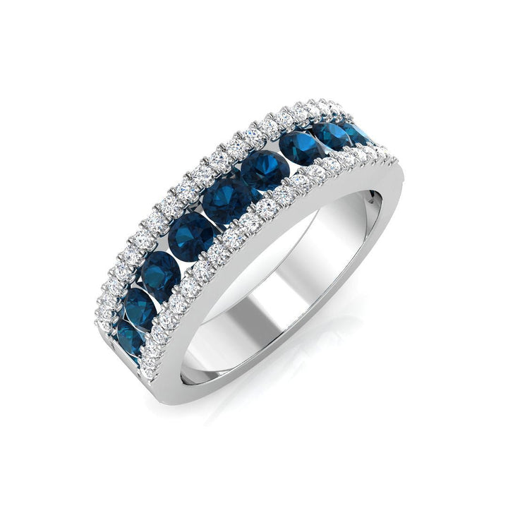 14K Gold Blue and White Diamond Eternity Ring (Blue Diamonds 0.73 cts., White Diamonds 0.26 cts.)