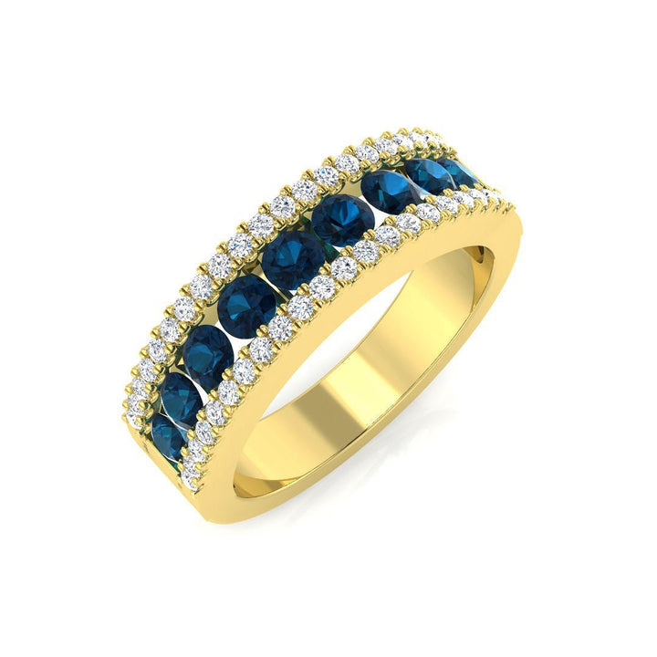 14K Gold Blue and White Diamond Eternity Ring (Blue Diamonds 0.73 cts., White Diamonds 0.26 cts.)