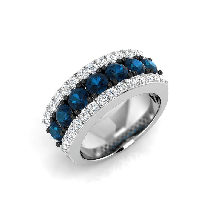 14K Gold Blue and White Diamond Eternity Ring (Blue Diamonds 1.43 cts., White Diamonds 0.62 cts.)