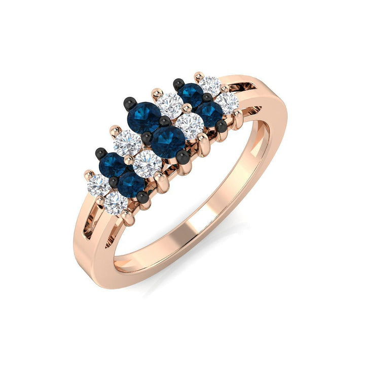 14K Gold Blue and White Diamond Ring (Blue Diamonds 0.24 cts., White Diamonds 0.2 cts.)