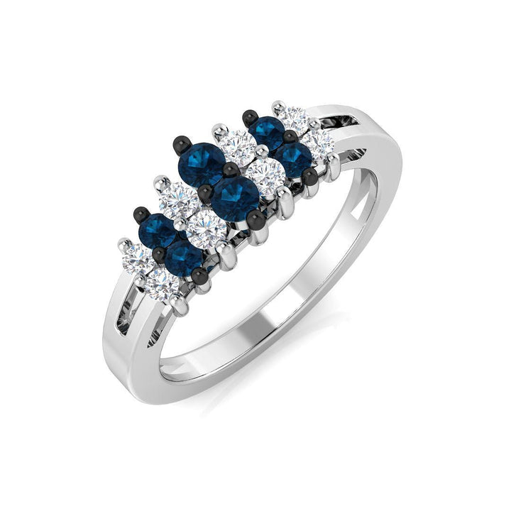 14K Gold Blue and White Diamond Ring (Blue Diamonds 0.24 cts., White Diamonds 0.2 cts.)