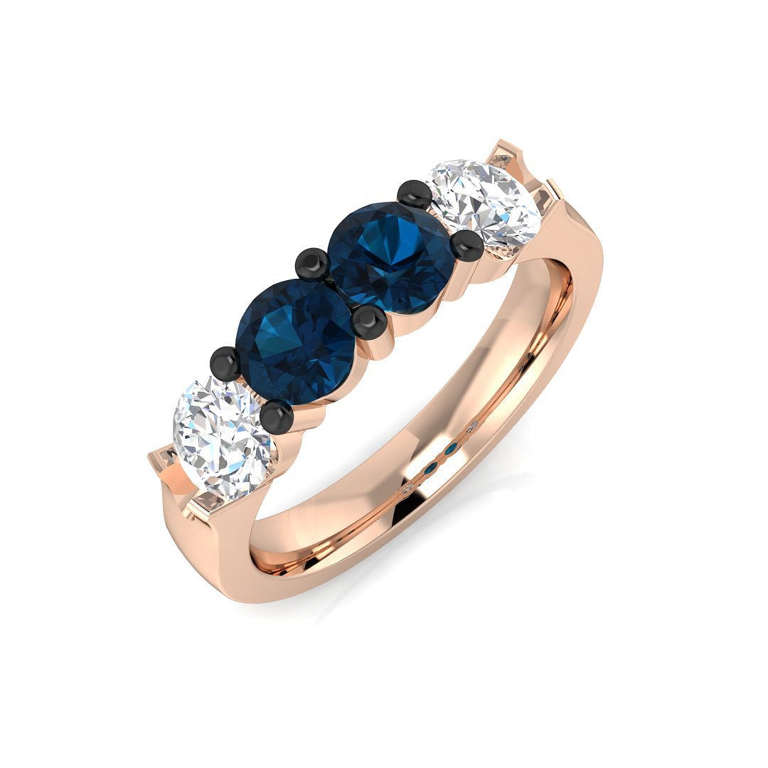 14K Gold Round Brilliant Cut Blue and White Diamond Ring (Blue Diamond 0.58 cts. White Diamond 0.62 cts.)