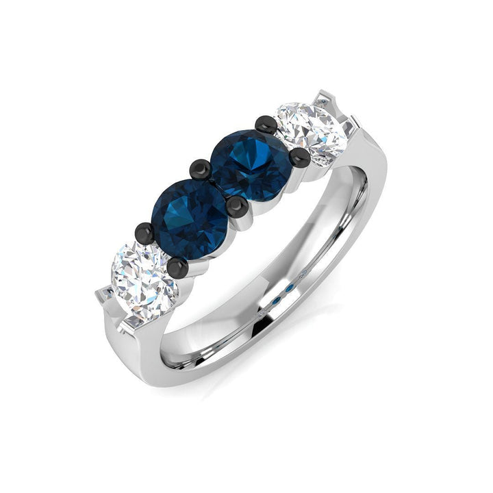14K Gold Round Brilliant Cut Blue and White Diamond Ring (Blue Diamond 0.58 cts. White Diamond 0.62 cts.)