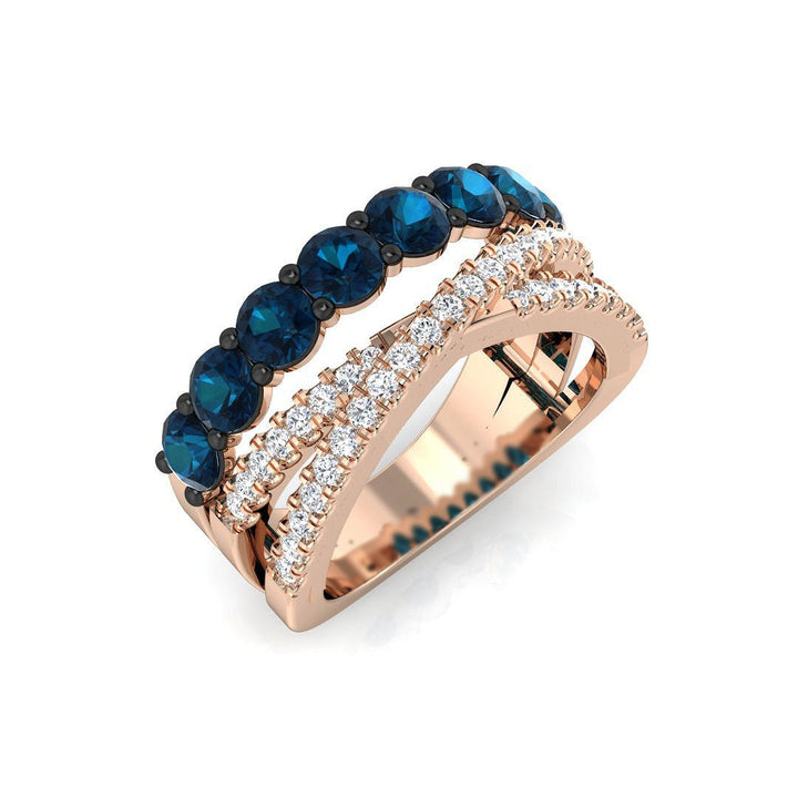 14K Gold Round Brilliant Cut Blue and White Diamond Ring (Blue Diamond 1.61 cts. White Diamond 0.36 cts.)