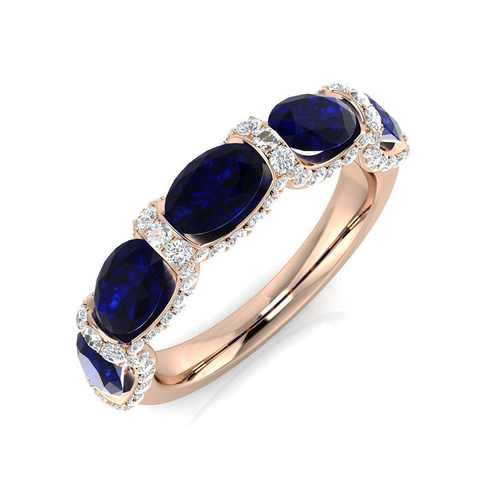 14KT Gold Oval Blue Sapphire and Diamond Ring (Sapphire 3.50 cts, Diamond 0.50 cts)
