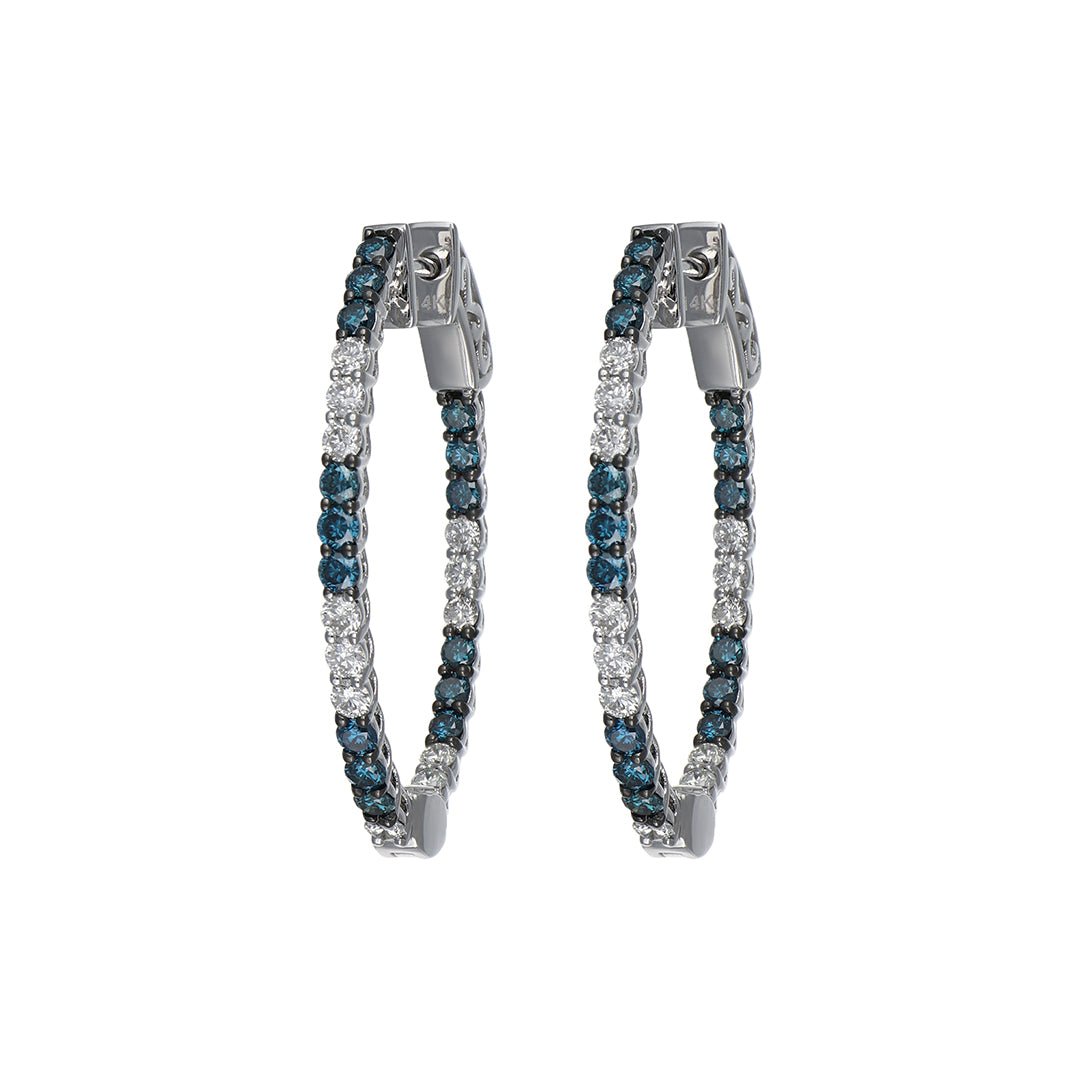 Buy 14KTW Inside Outside Hoop Blue and White Diamond Earrings at Kay's Fine Jewelry