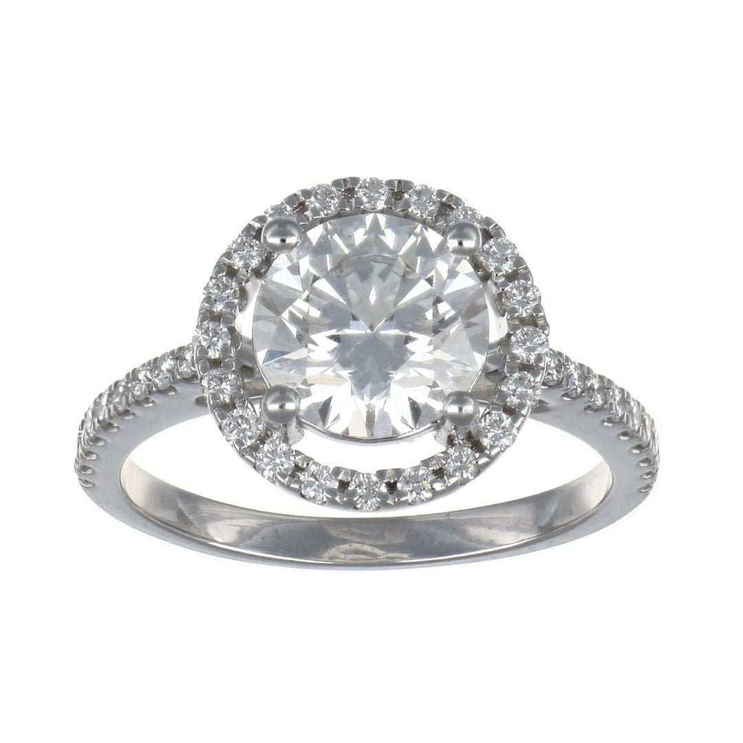 14KTW Ring Round Lab Grown White Diamond 2.08 cts. E VS2 Rou... Not Net