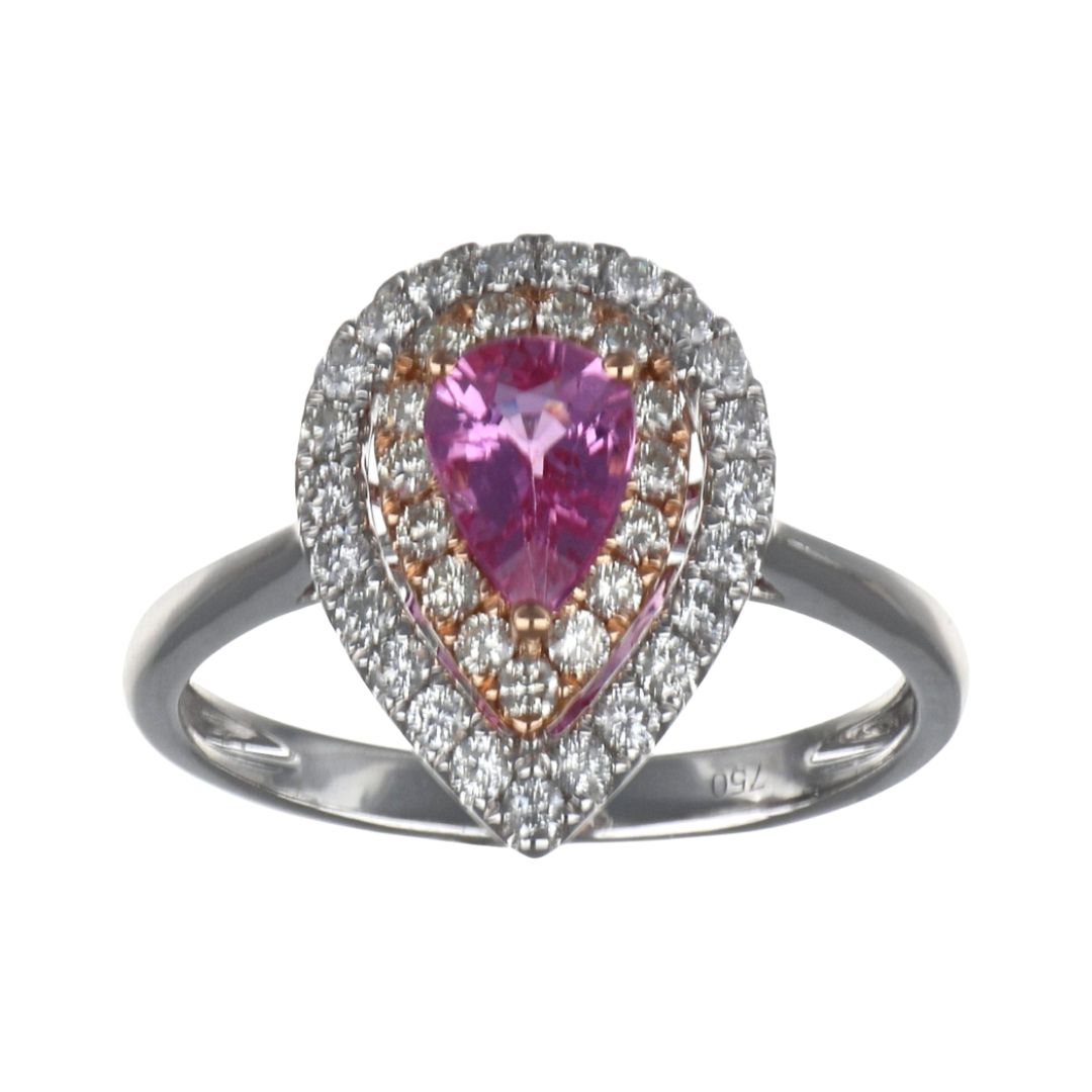 Pink Sapphire Ring (Pink Sapphire 0.79 cts. White Diamond 0.47 cts.)