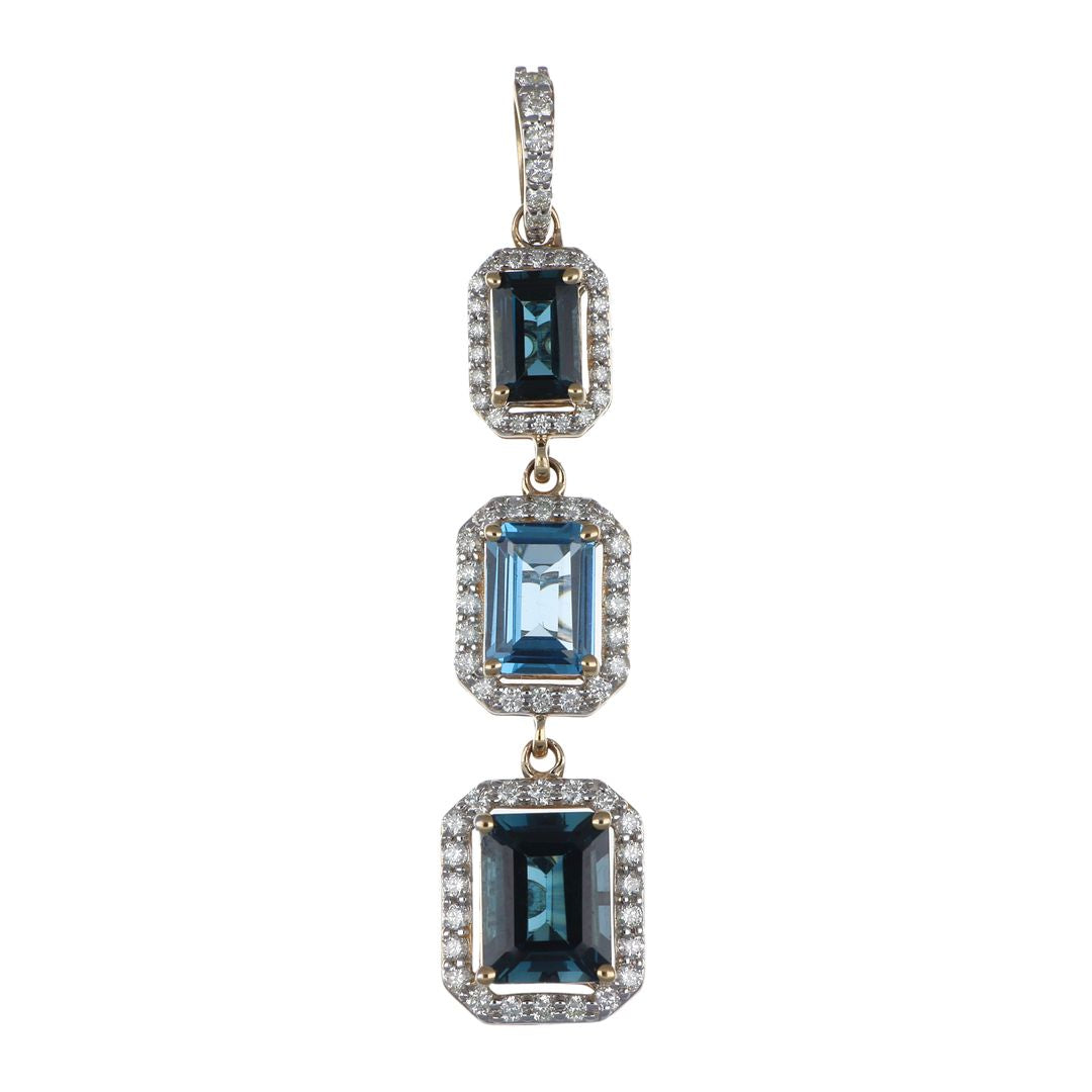 Blue Topaz Pendant (London Blue Topaz 2.61 cts. Swiss Blue Topaz 1.19 cts. White Diamond 0.48 cts.)
