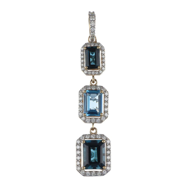 Blue Topaz Pendant (London Blue Topaz 2.61 cts. Swiss Blue Topaz 1.19 cts. White Diamond 0.48 cts.)