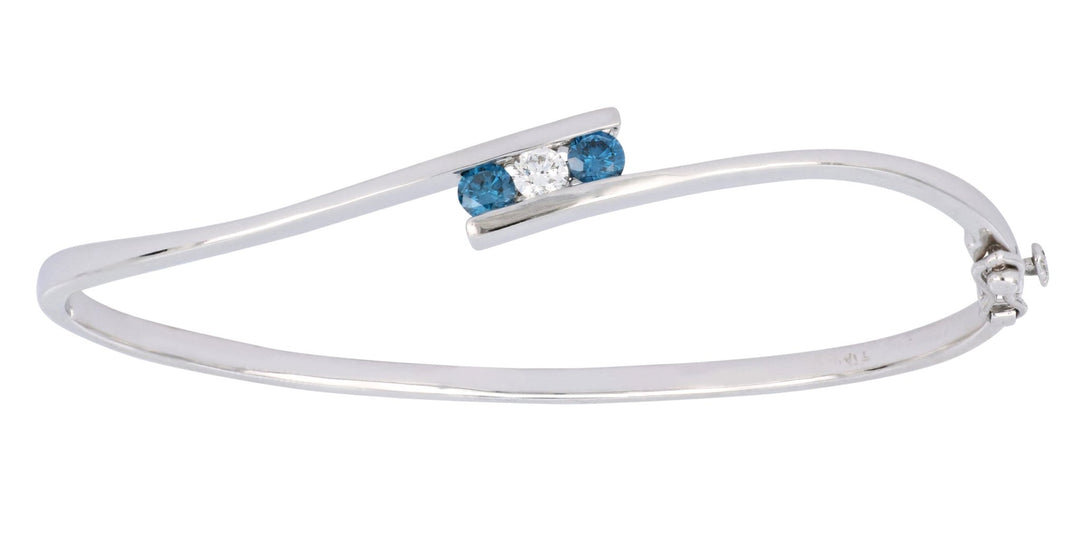 Buy 3 Stone Blue and White Diamond Bangle (Blue Diamond 0.32 cts. White Diamond 0.15 cts. ) at Kay's Fine Jewelry