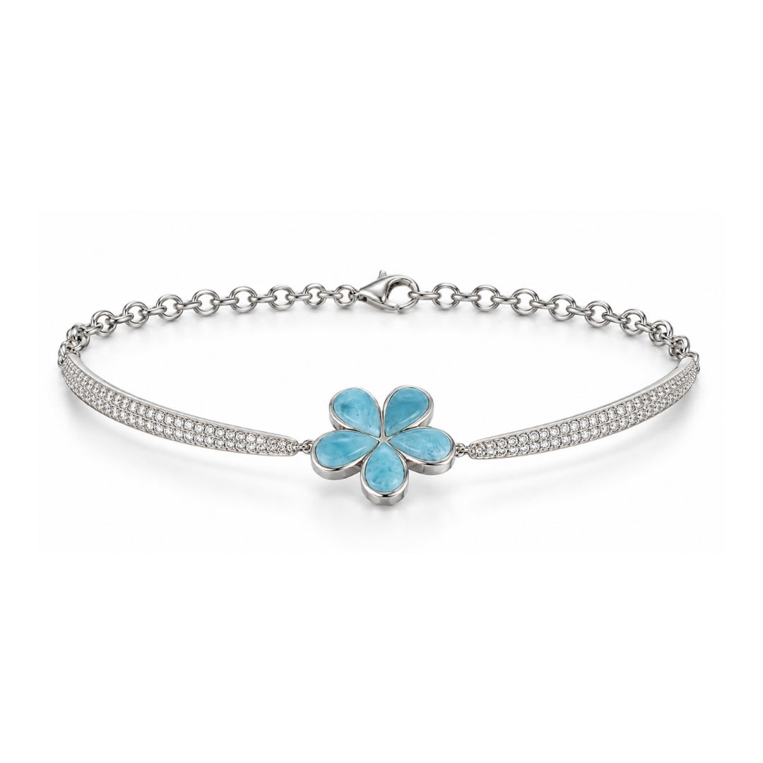 Larimar Flower Bracelet (Cubic Zirconia)