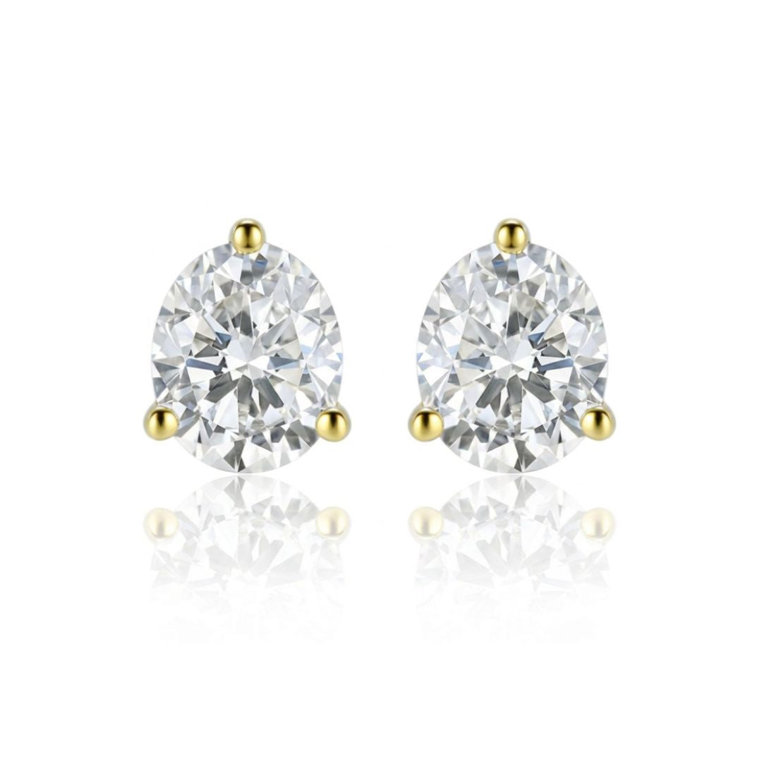 GROWNIQUE Lab-Grown Oval Diamond Stud Earrings – 6 Carat, 14KT Gold
