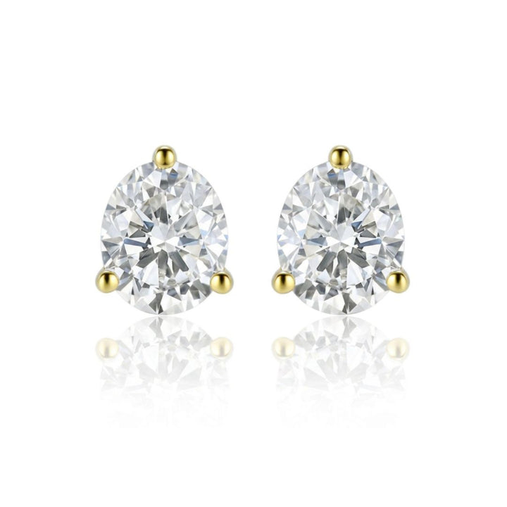 GROWNIQUE Lab-Grown Oval Diamond Stud Earrings – 6 Carat, 14KT Gold