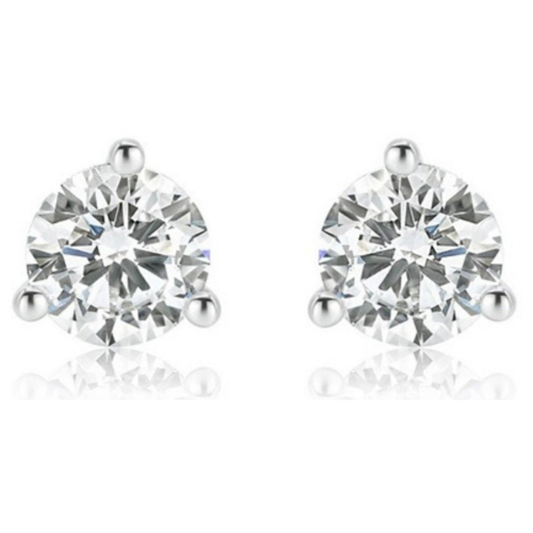 GROWNIQUE Lab-Grown Round Diamond Stud Earrings – 5 Carat, 14KT Gold
