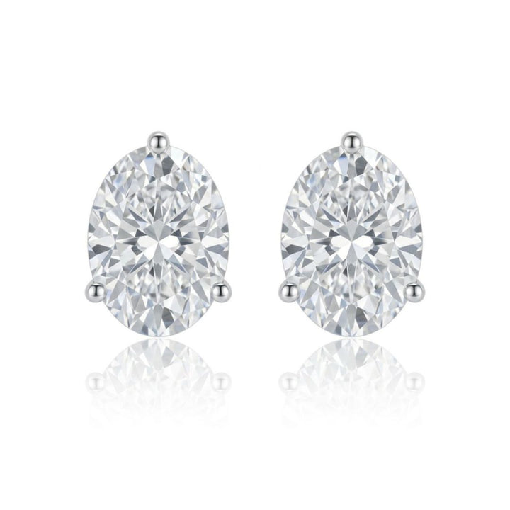 GROWNIQUE Lab-Grown Oval Diamond Stud Earrings – 2.50 Carat, 14KT Gold