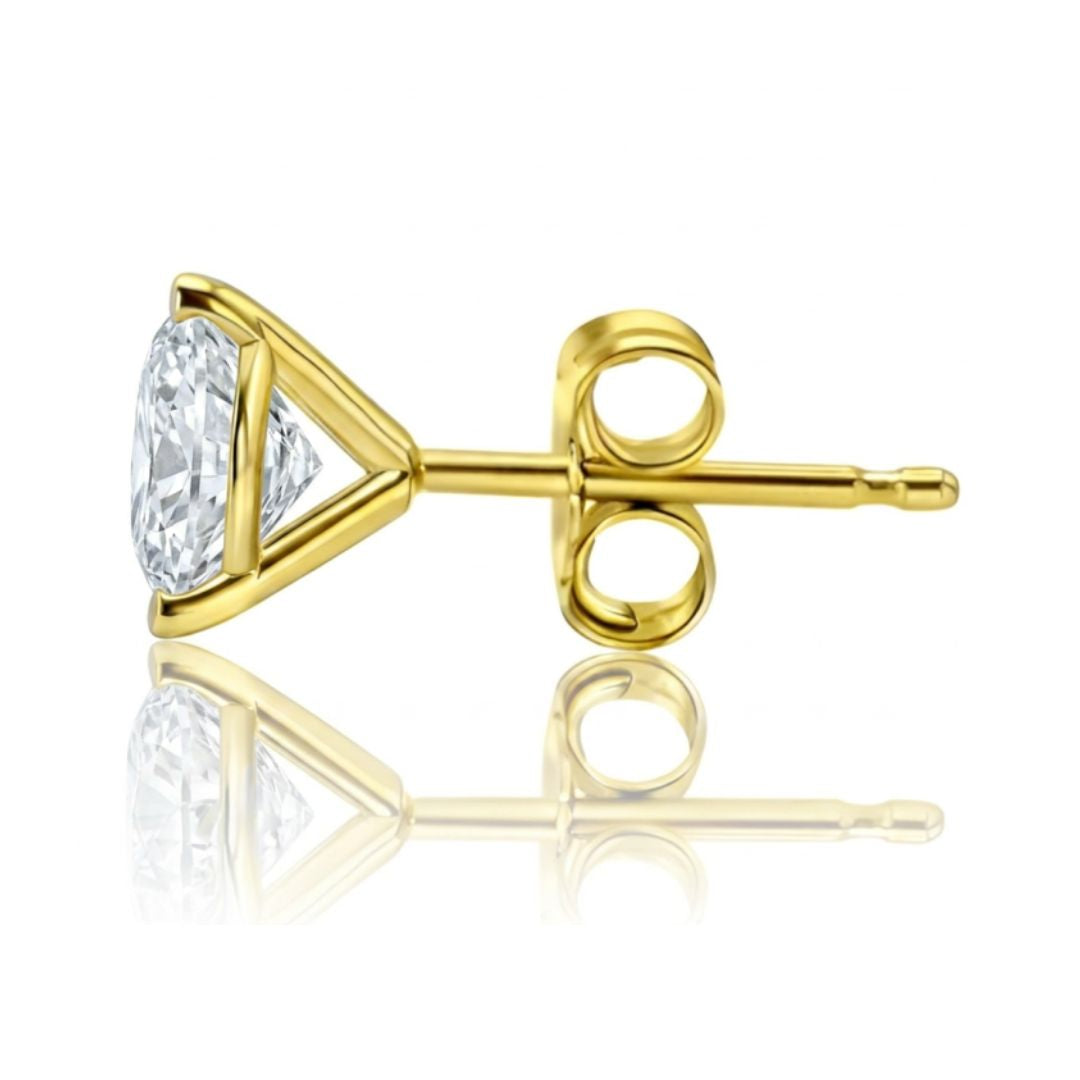 GROWNIQUE Lab-Grown Oval Diamond Stud Earrings – 4 Carat, 14KT Gold