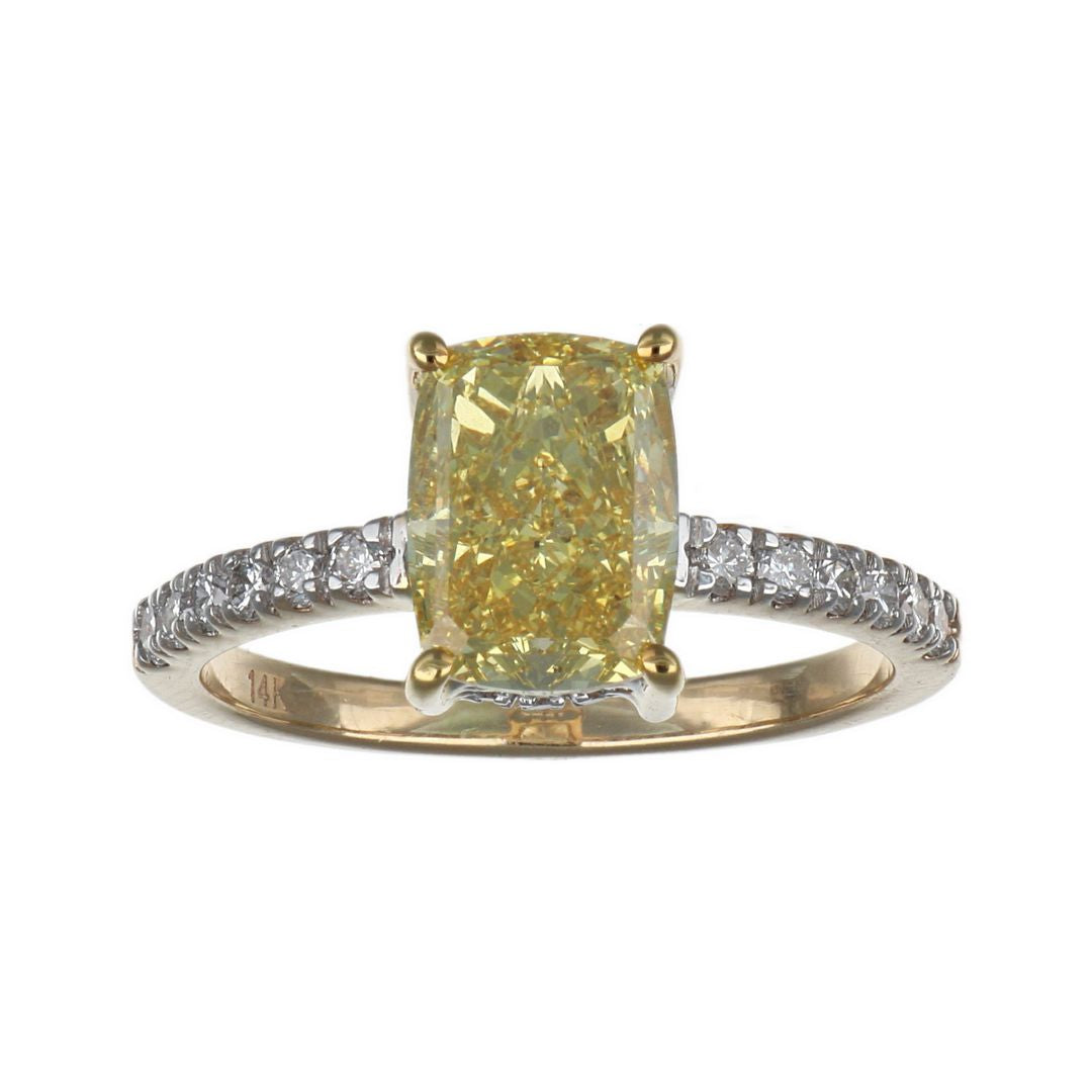 GROWNIQUE Yellow Diamond Ring (Lab Grown Yellow Diamond 2.52 cts. Lab Grown White Diamond 0.36 cts.)