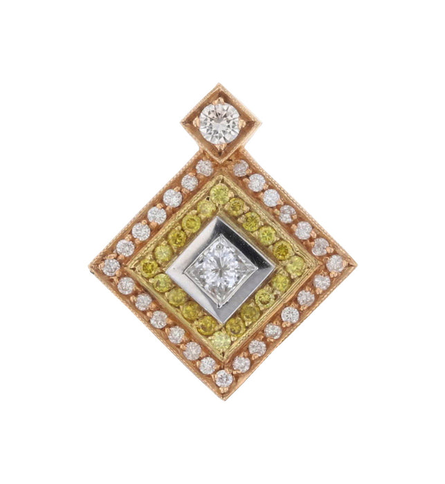 Yellow Diamond Ladies Pendant (Yellow Diamond 0.3 cts. White Diamond .85 cts.)