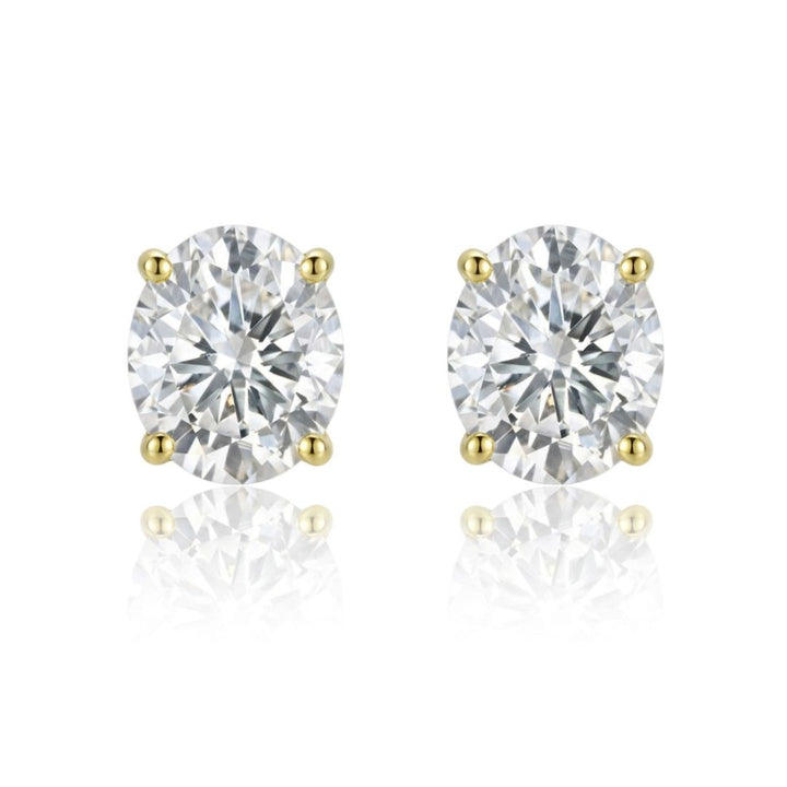 GROWNIQUE Lab-Grown Oval Diamond Stud Earrings – 6 Carat, 14KT Gold