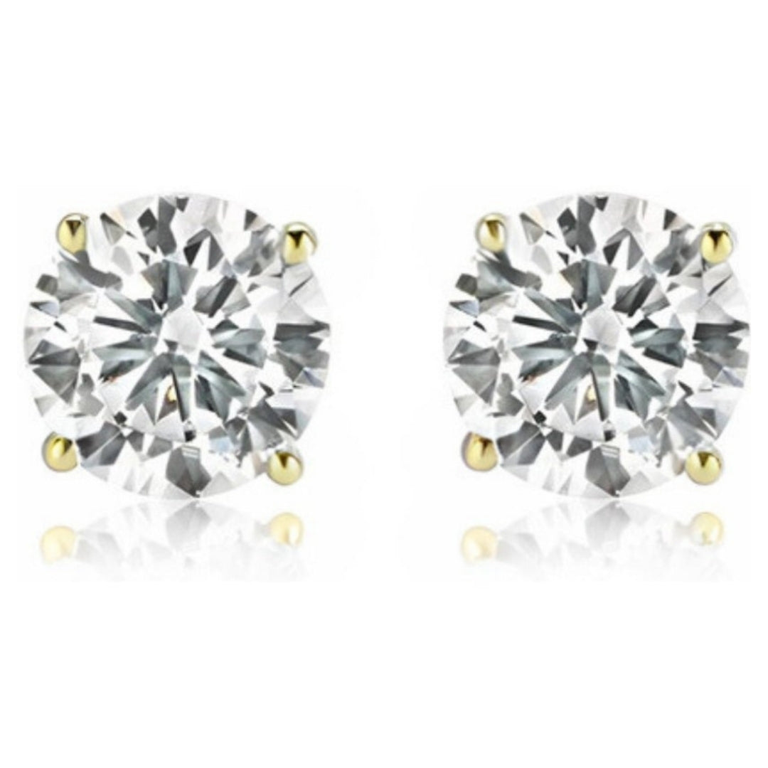 GROWNIQUE Lab-Grown Round Diamond Stud Earrings – 5 Carat, 14KT Gold