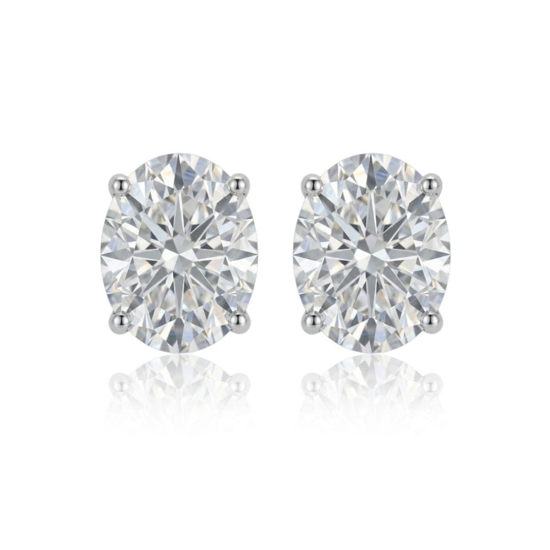 GROWNIQUE Lab-Grown Oval Diamond Stud Earrings – 1 Carat, 14KT Gold
