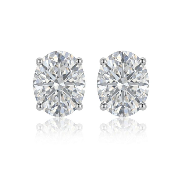 GROWNIQUE Lab-Grown Oval Diamond Stud Earrings – 3 Carat, 14KT Gold