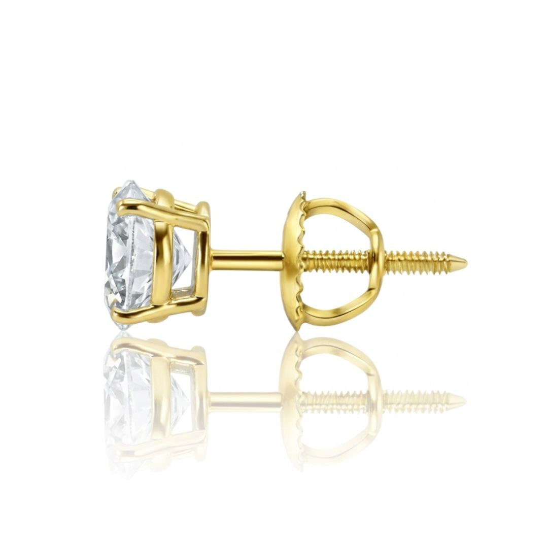 GROWNIQUE Lab-Grown Oval Diamond Stud Earrings – 4 Carat, 14KT Gold